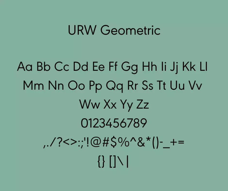 URW Geometric Font Character Map