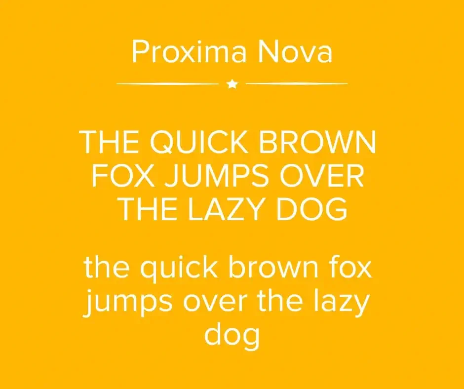 Proxima Nova Font Character Map