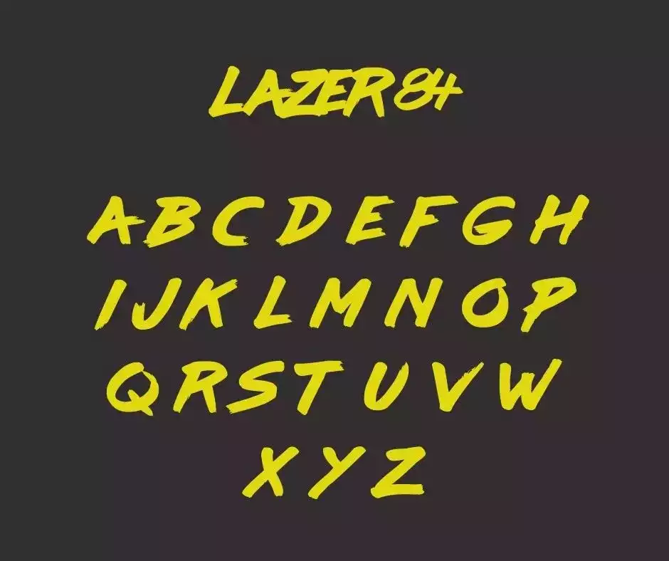 Lazer 84 Font Character Map