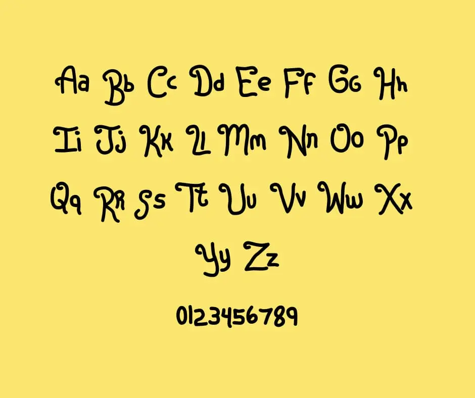 Rugrats font Character Map