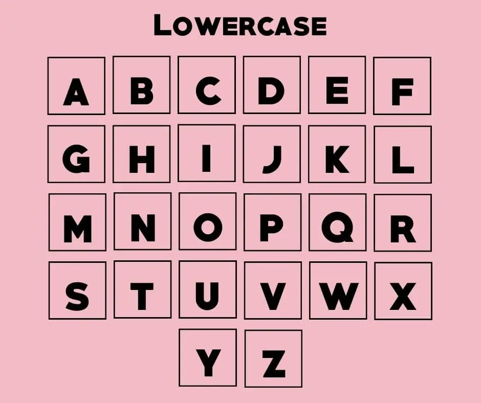 Black Pink Font Lowercase Letters