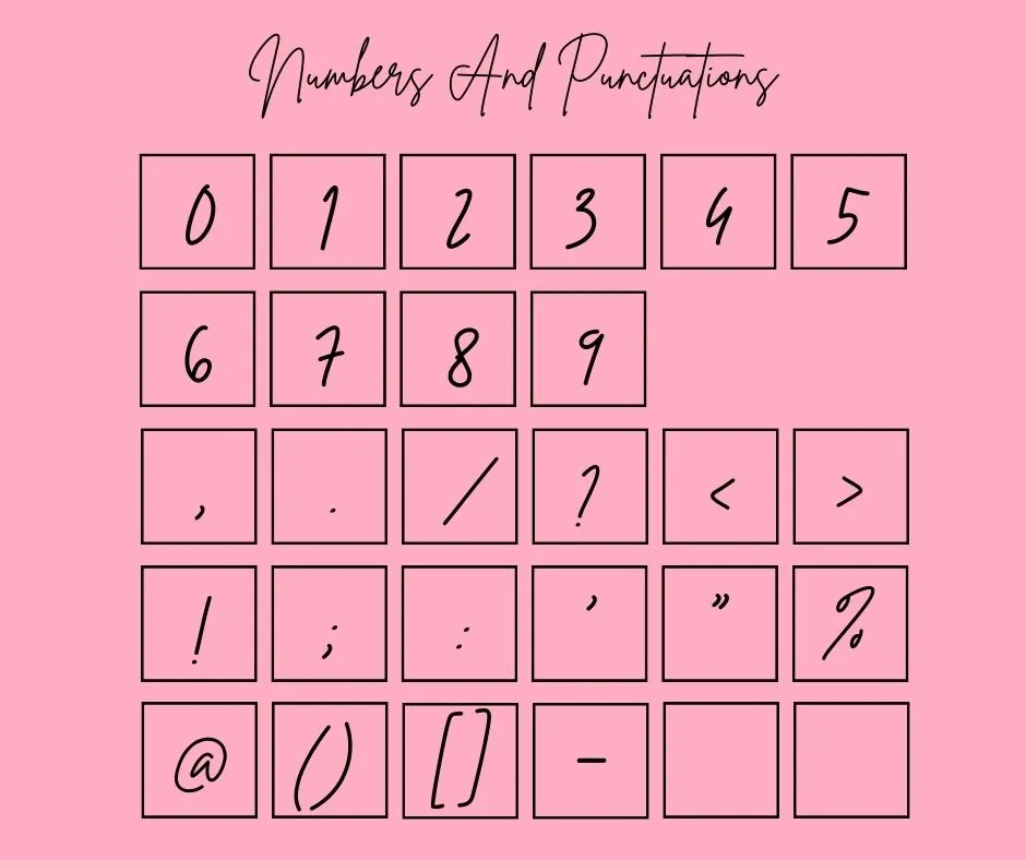Brittany Font Numbers and Symbols