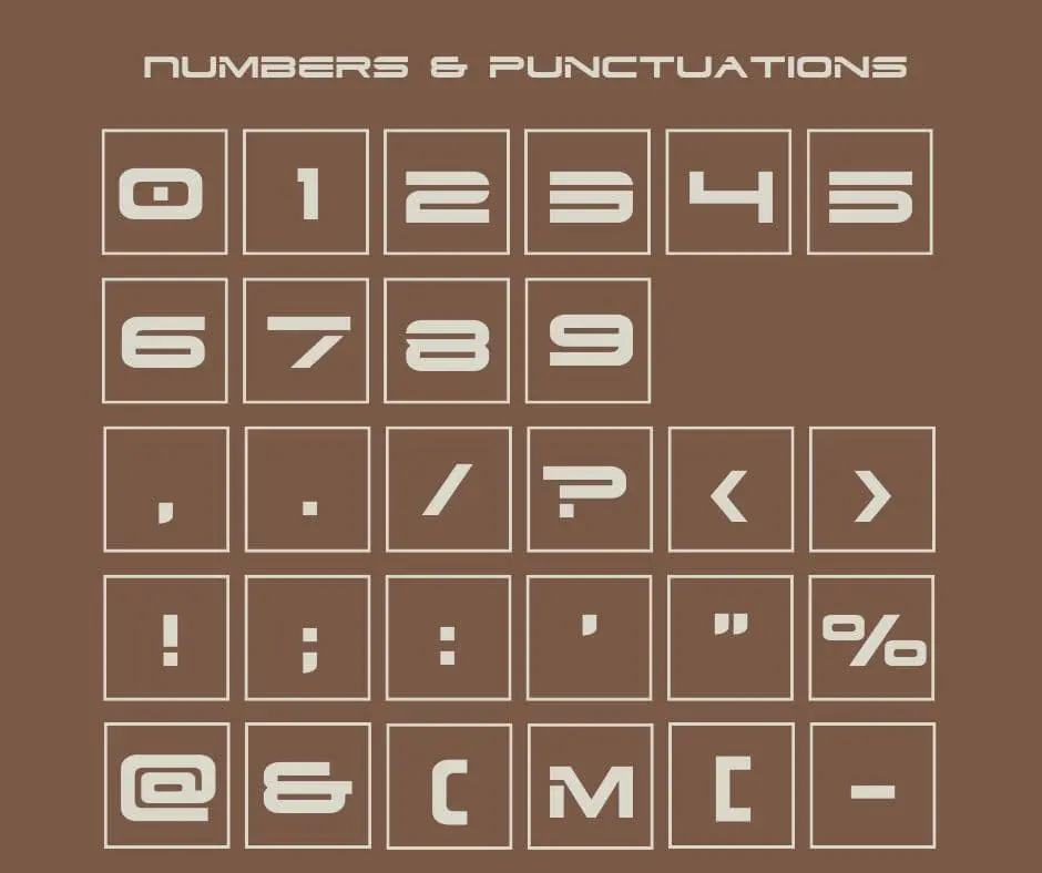 Dodger Font Numbers and Symbols