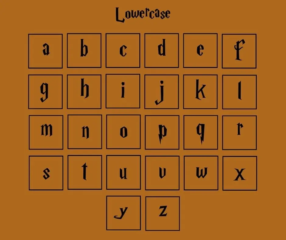Harry Potter Font Lowercase Letters