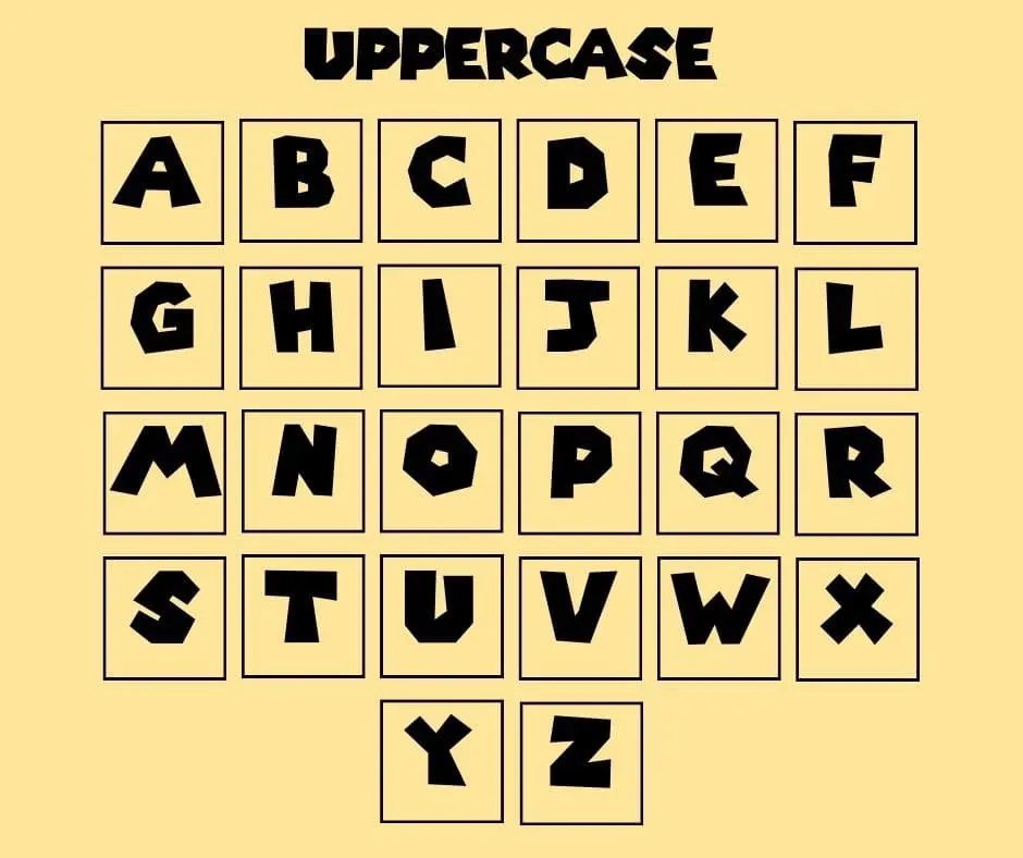 Super Mario Font Uppercase Letters