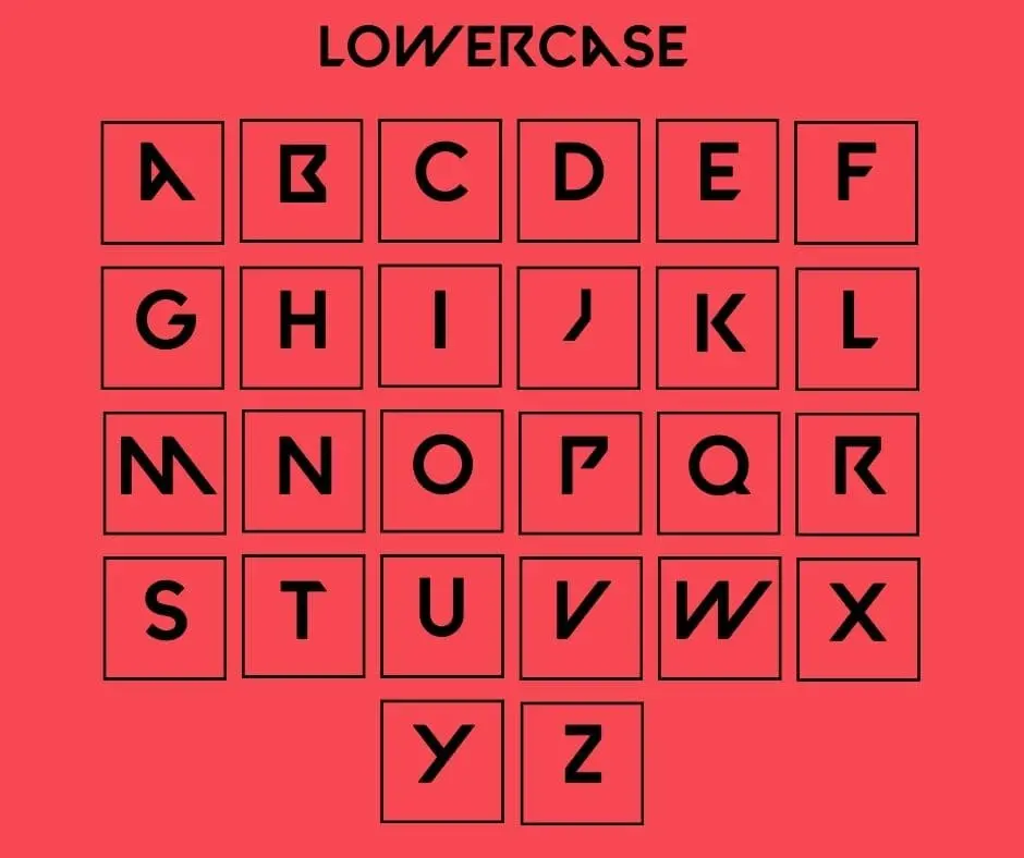 Valorant Font lowercase Letters