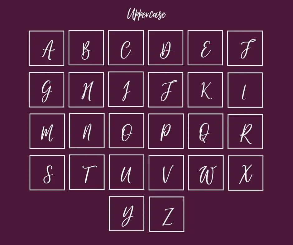 Virtual Script Font Uppercase Letters