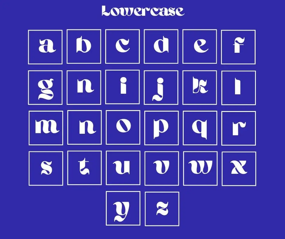 Ahsing Font Lowercase Letters