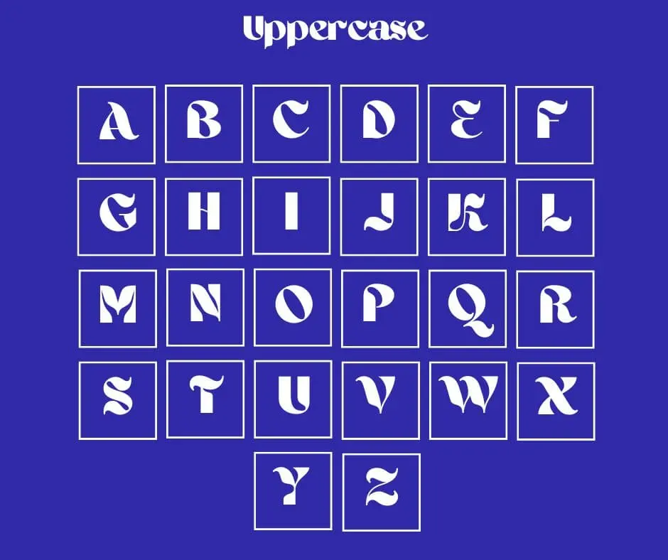 Ahsing Font Uppercase Letters