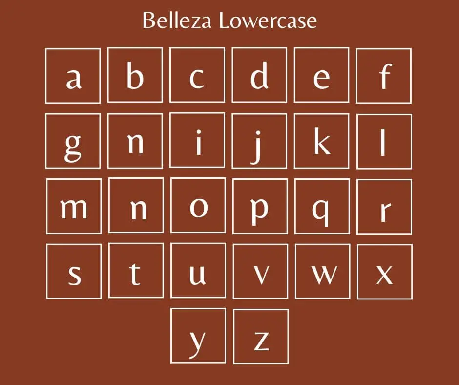 Belleza Font Lowercase