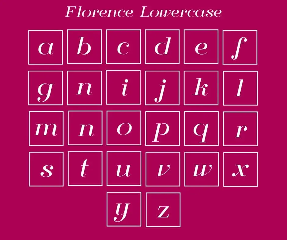 Florence font Lowercase