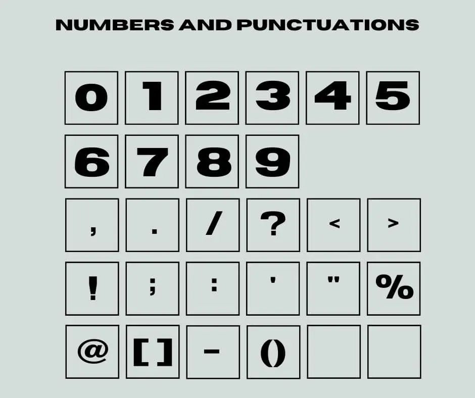 Horizon Font Numbers & Punctuations