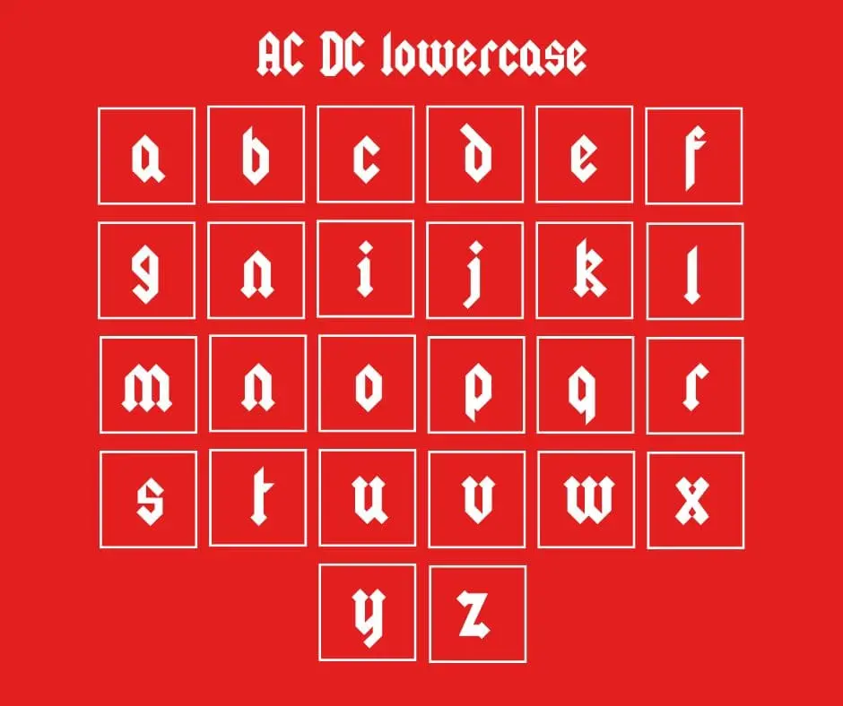 AC DC Font Lowercase