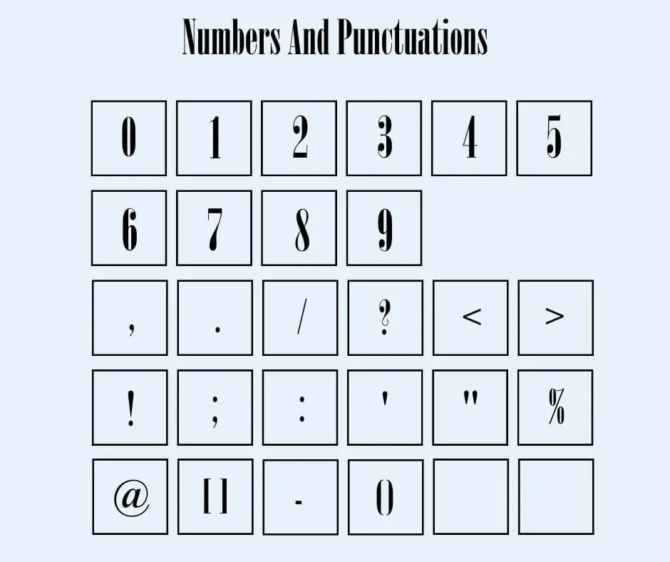Mama mia font Numbers and Punctuations