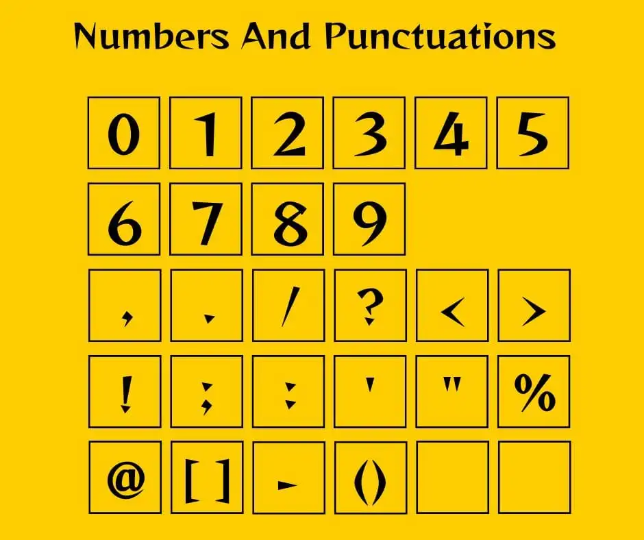 Reggae Font Numbers And Punctuations