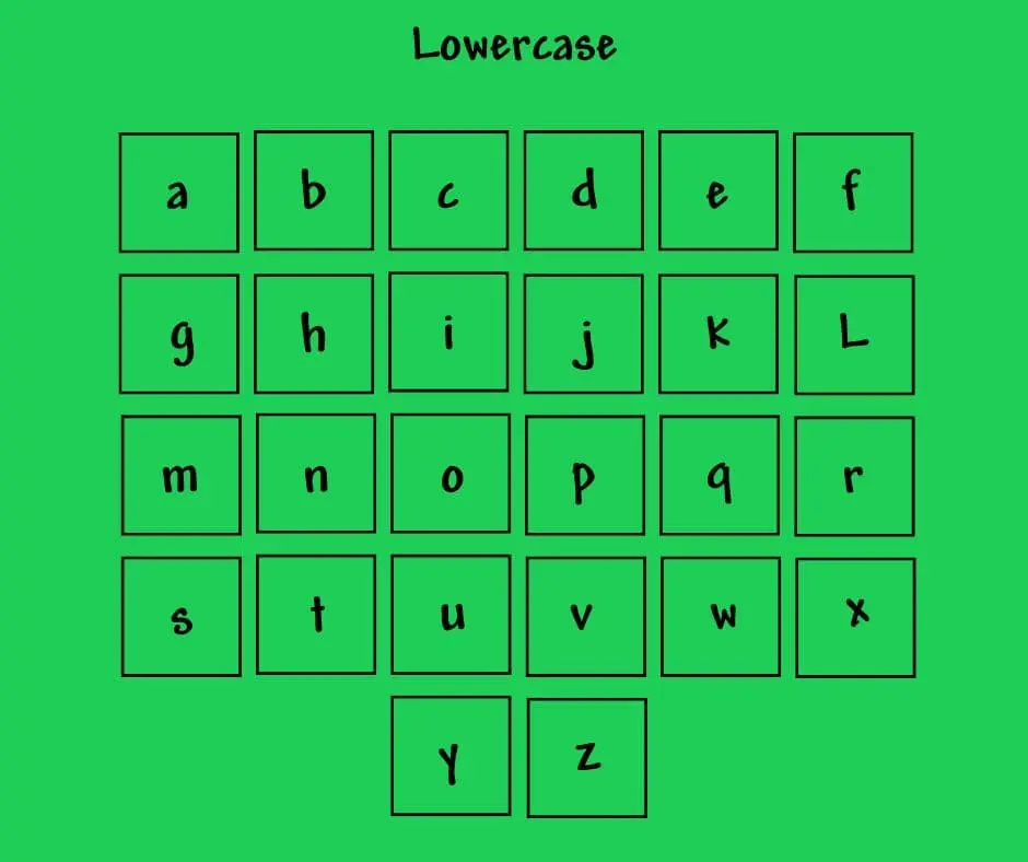 Terraria font lowercase letters