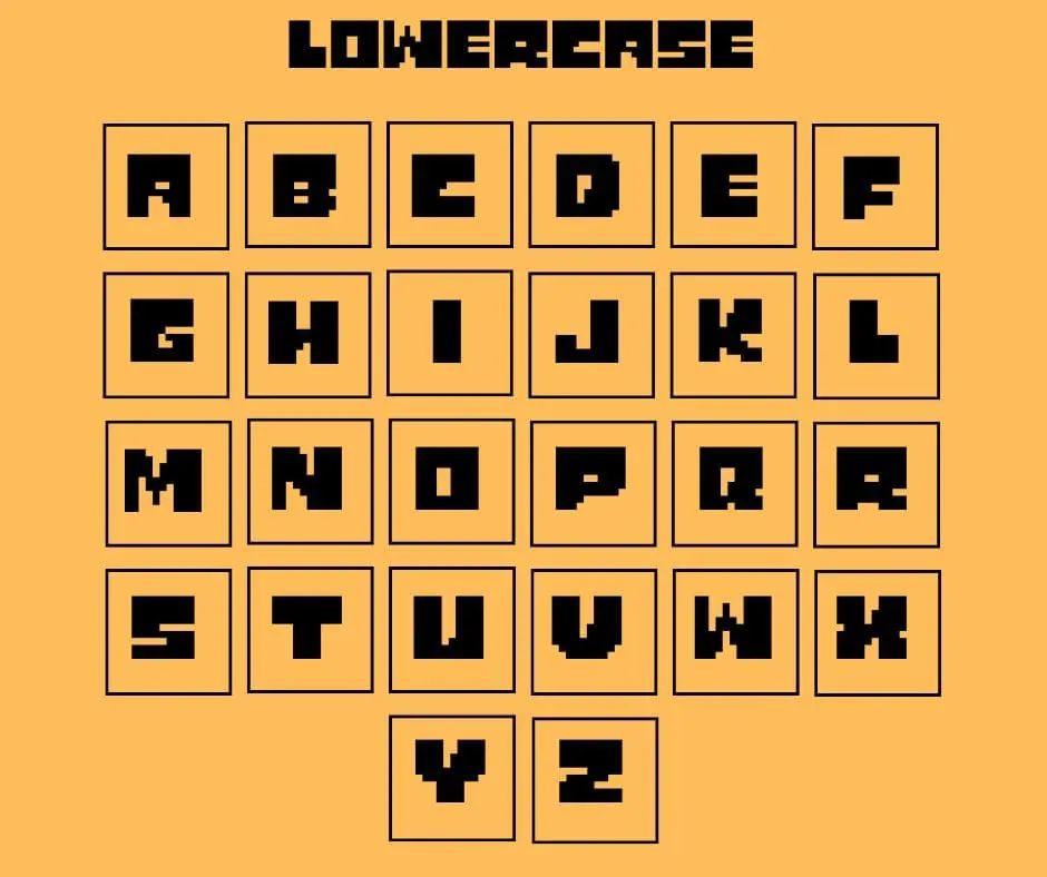 Undertale font Lowercase letters