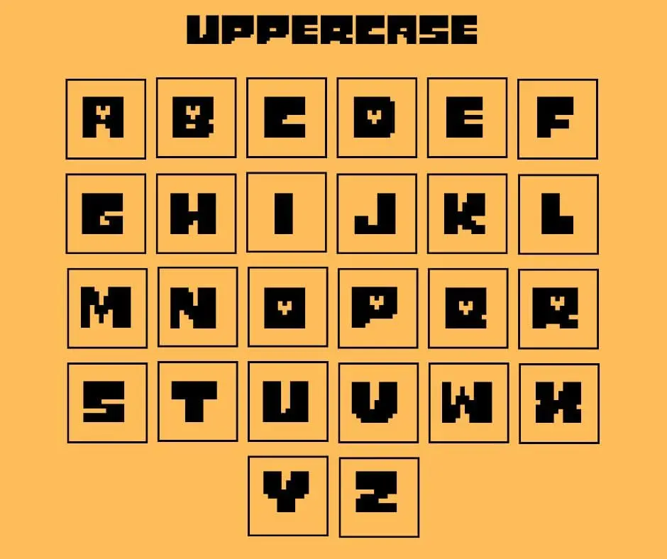 Undertale font Uppercase letters